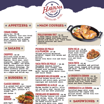 old havana cuban bar and cocina menu old havana cuban bar and cocina menu