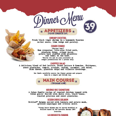 miami menu spice dinner beach restaurant